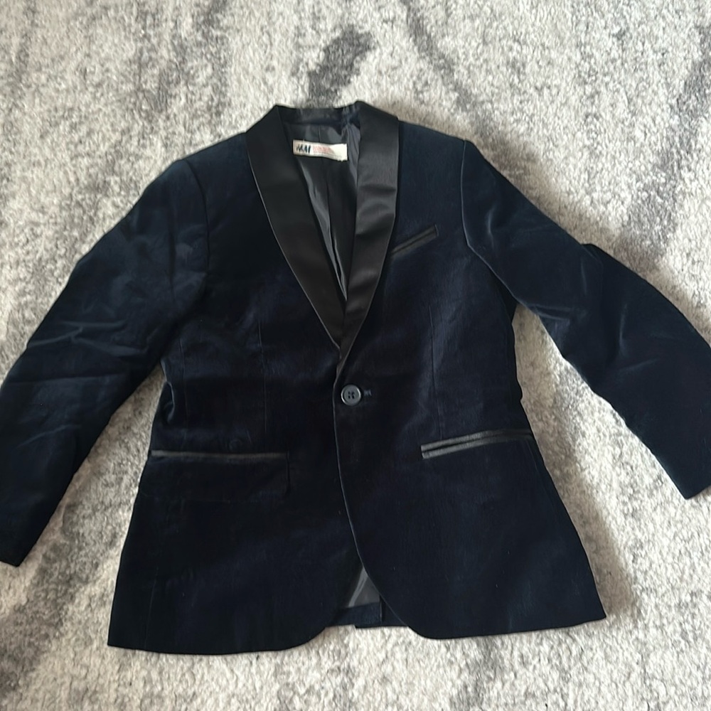 H&M Velvet Navy Blue and Black blazer